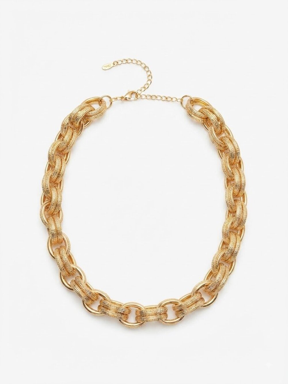 Ettika 18k Gold Plated Chunky Textured Statement Necklace Chain